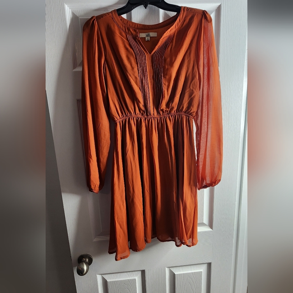 Ya Los Angeles Vibrant Orange Long Sleeve Dress